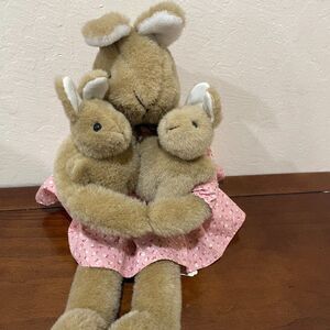 Vintage 1980's Exclusively Made In Japan Charm Co Plush Momma Bunny With Babies